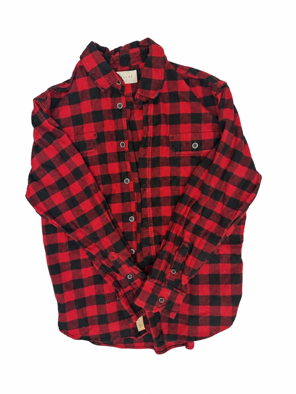 Jachs Red and Black Plaid Button-Down Shirt
